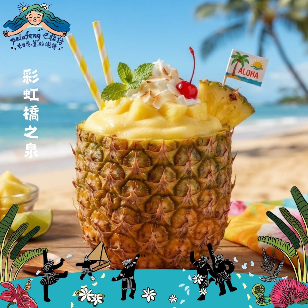 鳳梨造型彩虹橋之泉特色飲品